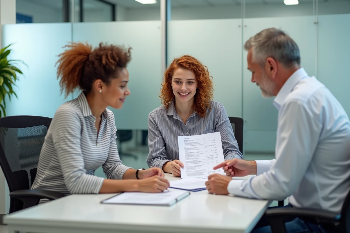 Conseillère accompagnant une jeune femme dans ses démarches d'inscription Handi'Stat dans un bureau administratif