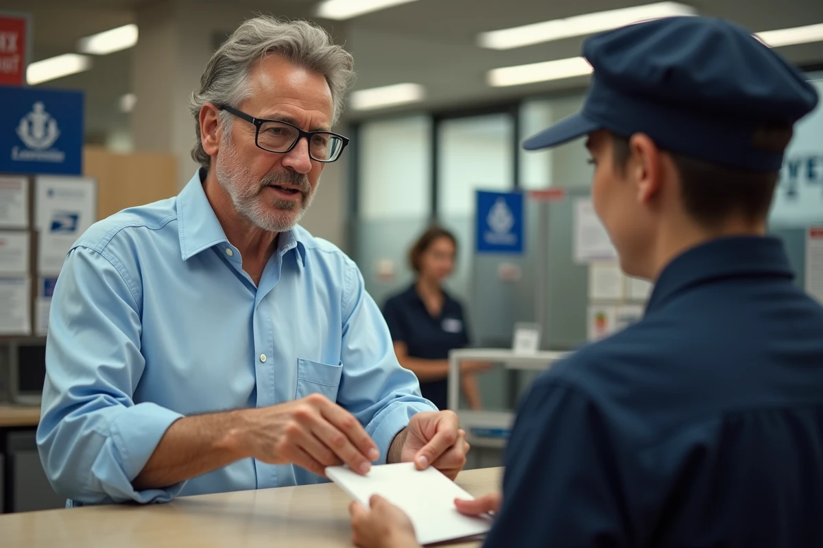 Homme envoyant une lettre recommandée pour résilier son assurance AXA à la poste